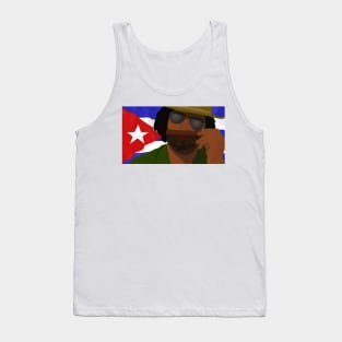 Funny Cuban Smelling Cigar, Cuban Flag on the Background Tank Top